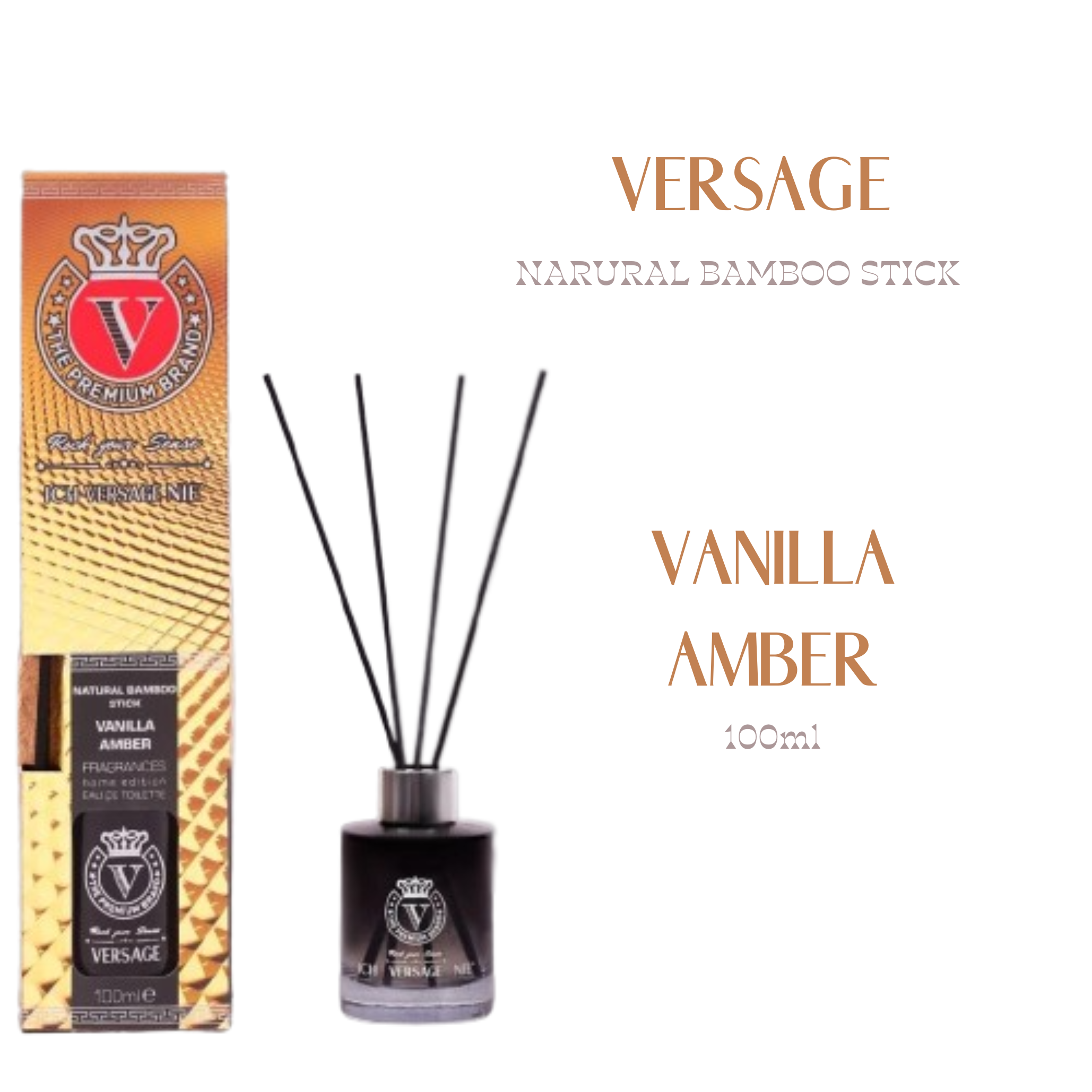 Versage Natural Bamboo Stick Raumduft Sorte Vanille Amber 100ml