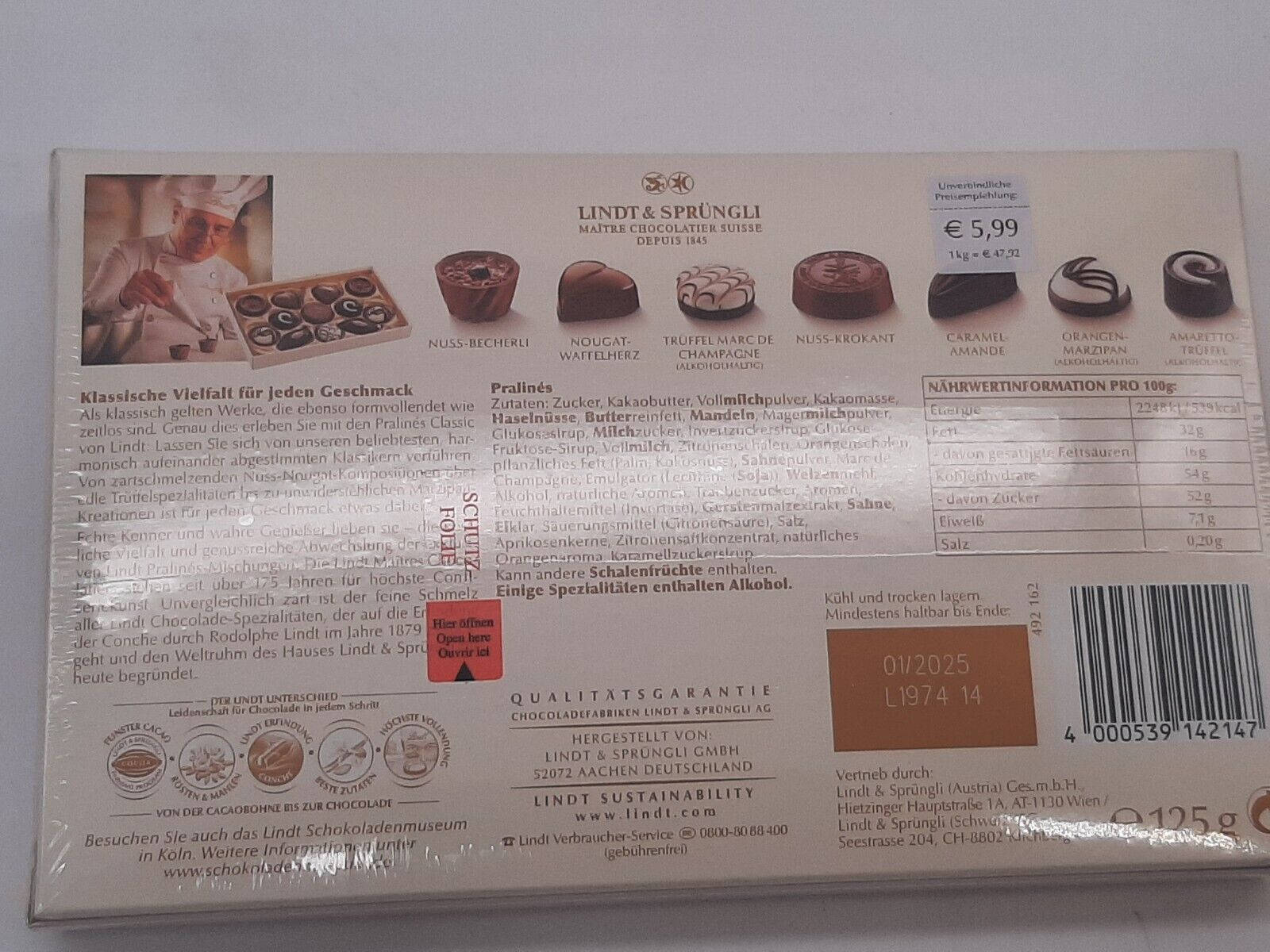 Lindt Praline Geschenkpackung Auslese 125gr. Motiv 2